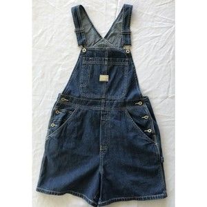 Vintage Old Navy Jean Denim Bib Overalls Shortall Shorts Jumper 2001 Size S Blue